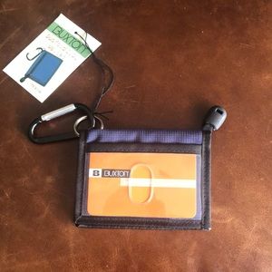 Buxton Duofold ID Wallet Slim Black Keyring Utility Clip Hook and Loop BNWT